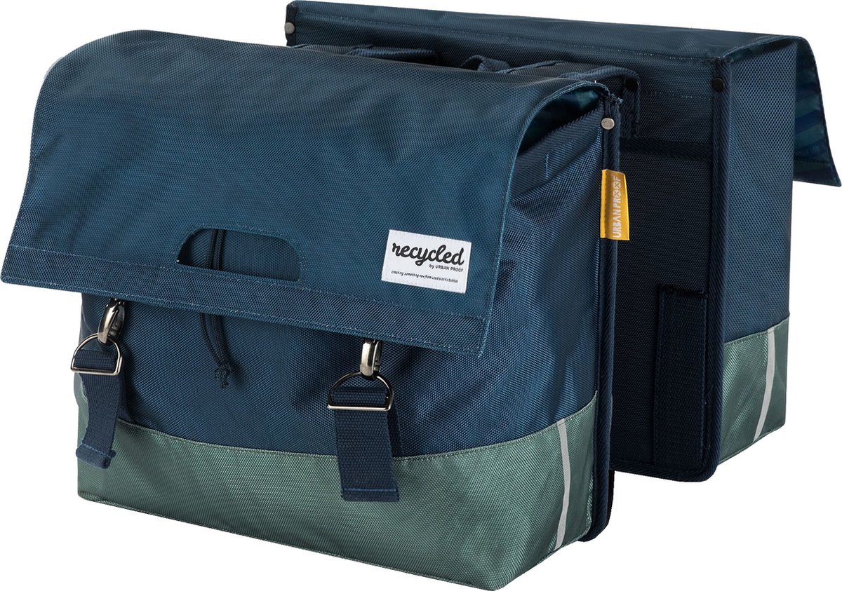 urban proof dubbele fietstas gerecycled pet 40 liter vibrant blue