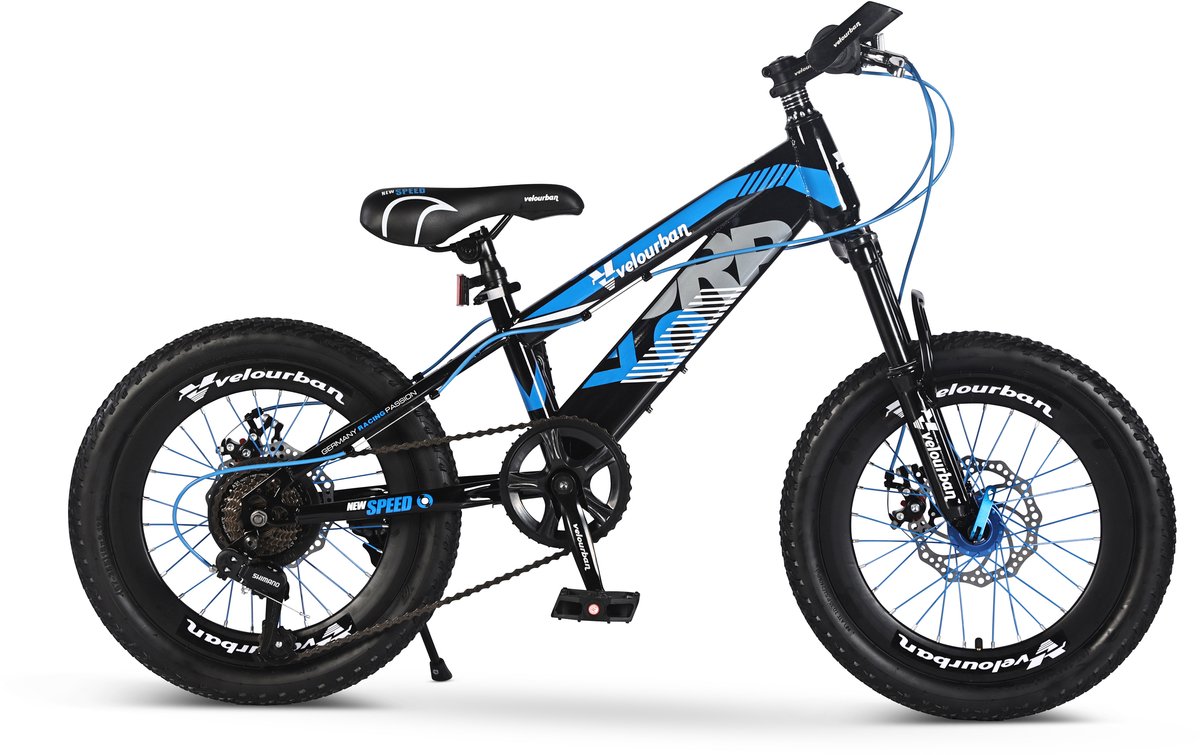 Velo Urban 18 Inch Kinder Mountainbike – 7-speed Shimano – Schijfremmen – Blauw & Zwart Kinderfiets kopen online