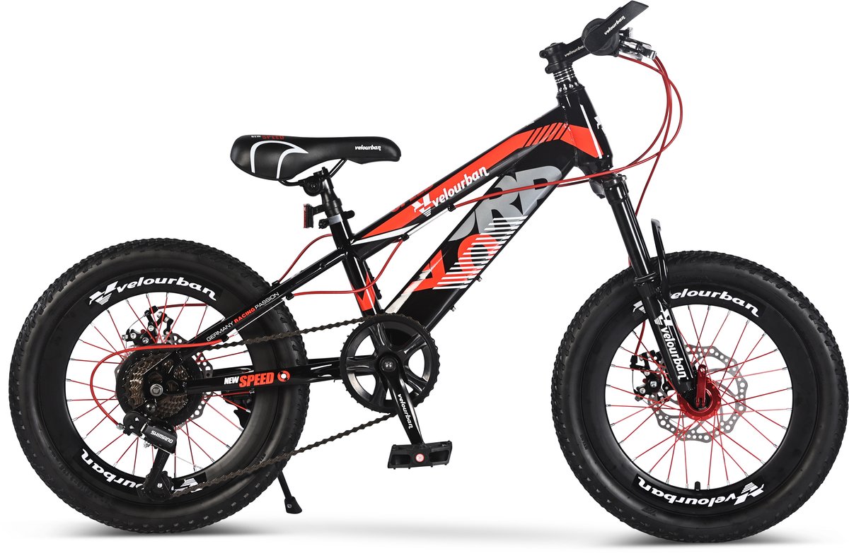 Velo Urban 18 Inch Kinder Mountainbike – 7-speed Shimano – Schijfremmen – Rood & Zwart Kinderfiets kopen online