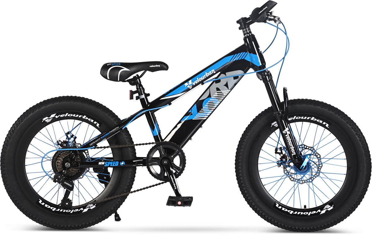 Velo Urban 20 Inch Kinder Mountainbike – 7-speed Shimano – Schijfremmen – Blauw & Zwart Kinderfiets kopen online