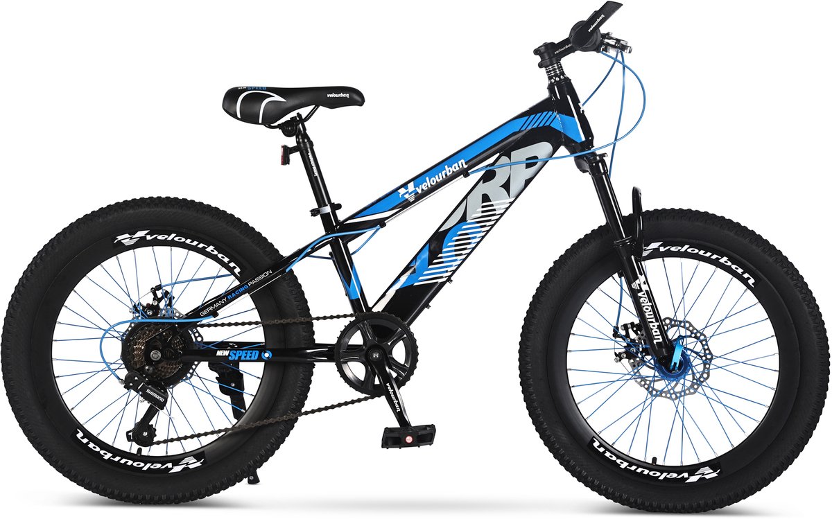 Velo Urban 22 Inch Kinder Mountainbike – 7-speed Shimano – Schijfremmen – Blauw & Zwart Kinderfiets kopen online