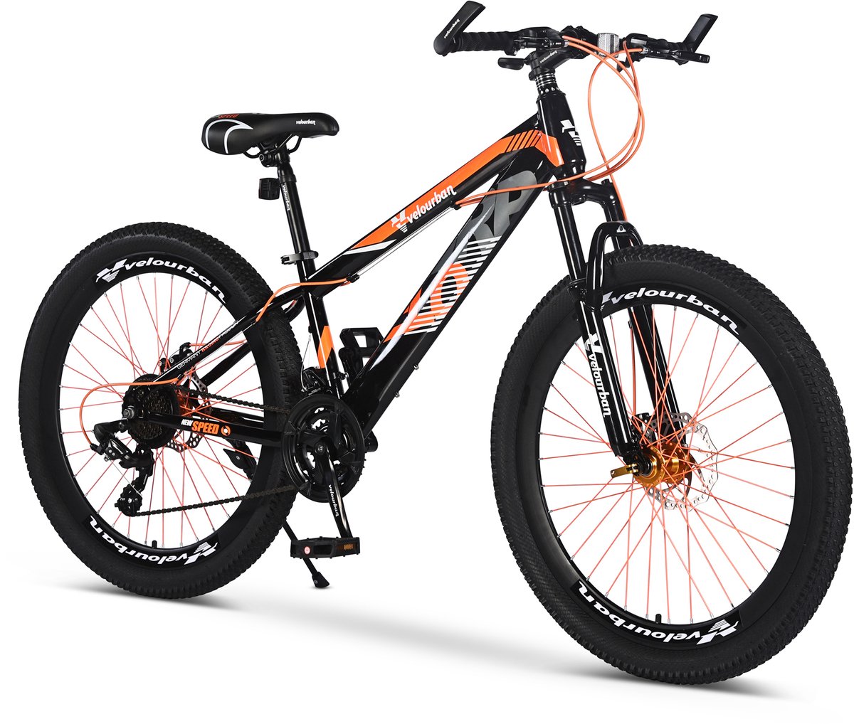 Velo Urban 26 Inch Jeugd Mountainbike – 21-speed Shimano – Schijfremmen – Oranje & Zwart Kinderfiets kopen online