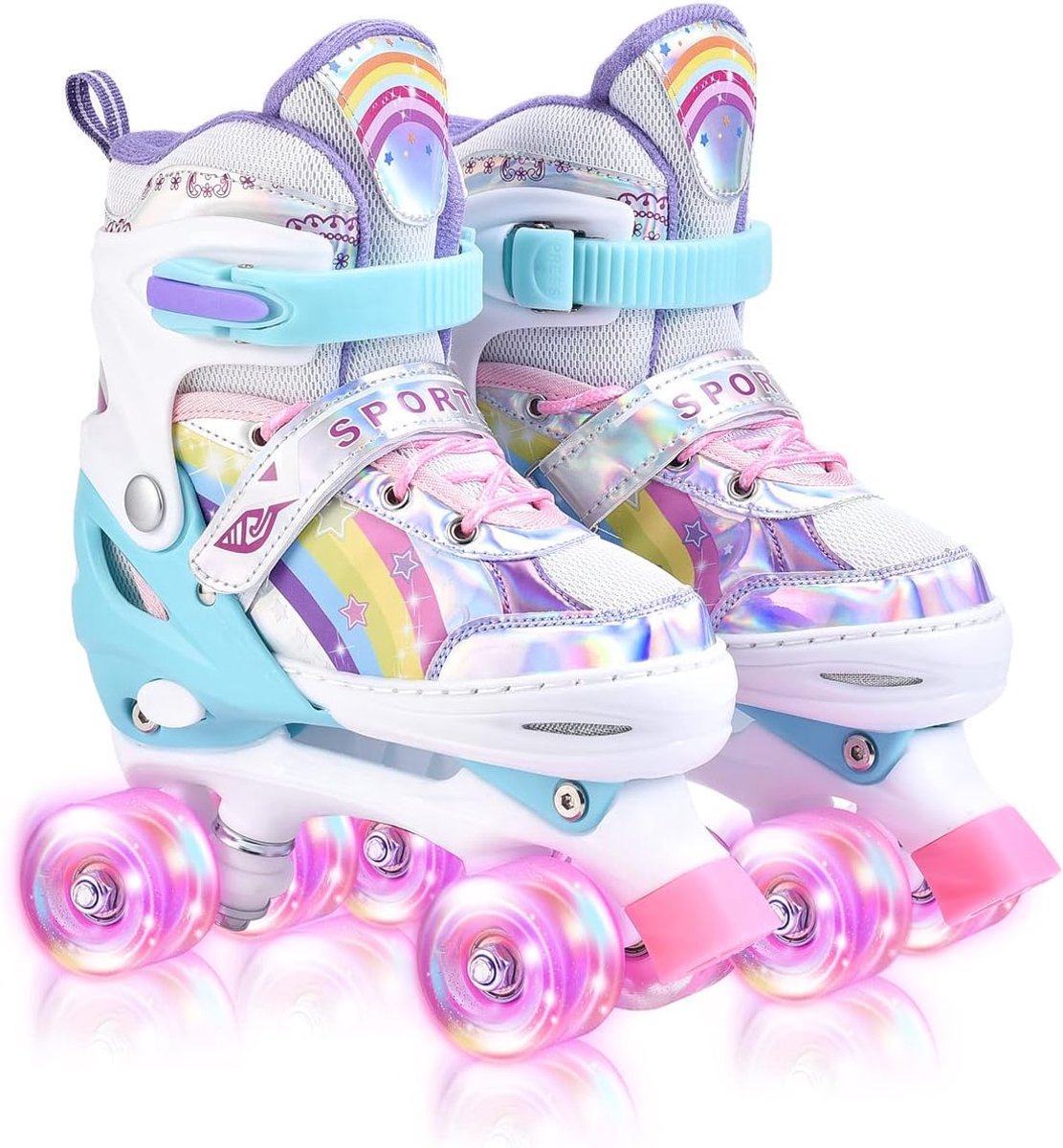 Verstelbare rolschaatsen met ledverlichte wielen voor meisjes - Comfortabele en veilige skates voor beginners (maat 31-42) Rolschaatsen kopen online