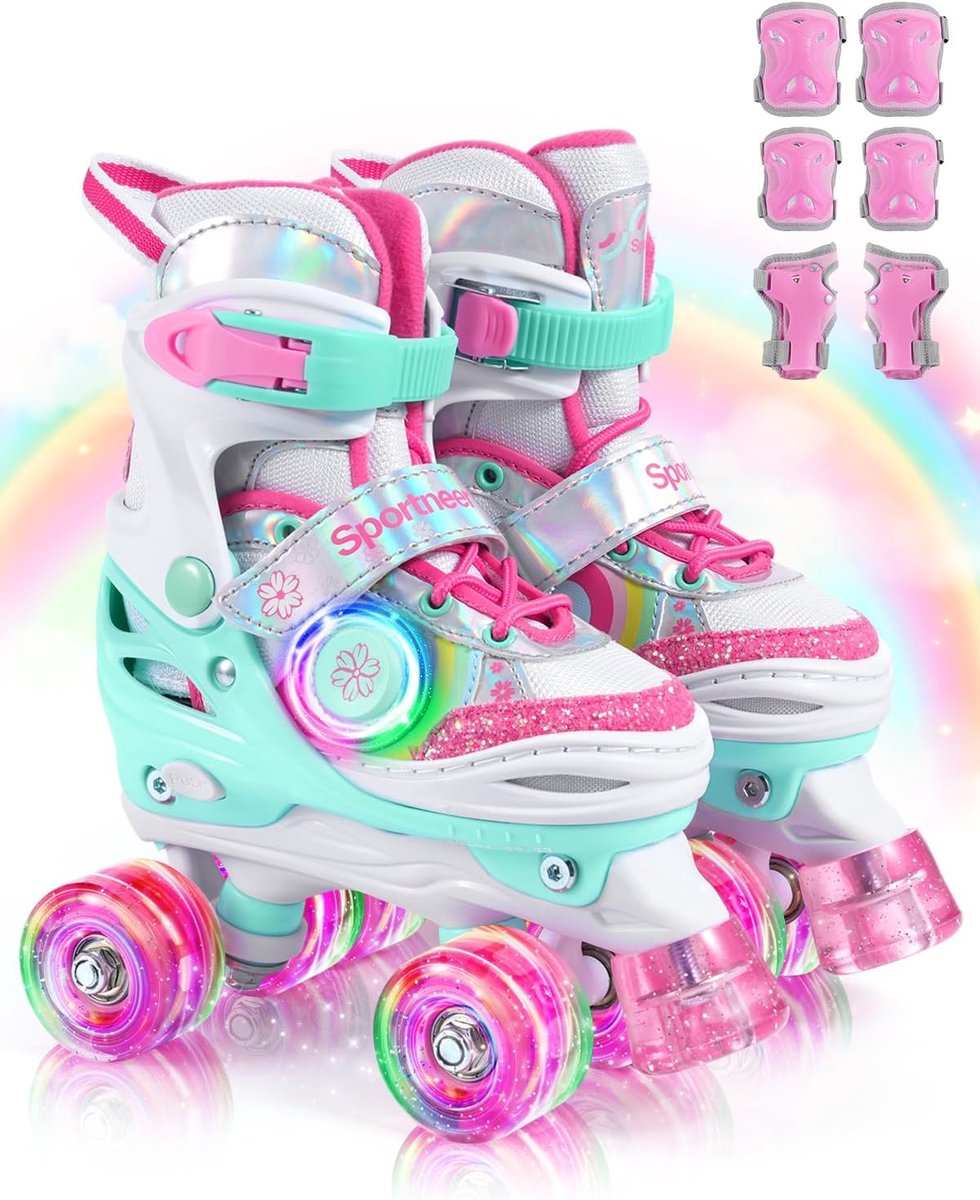 Verstelbare Rolschaatsen voor Kinderen met LED Wielen - Inclusief Kinderbeschermers Rolschaatsen kopen online