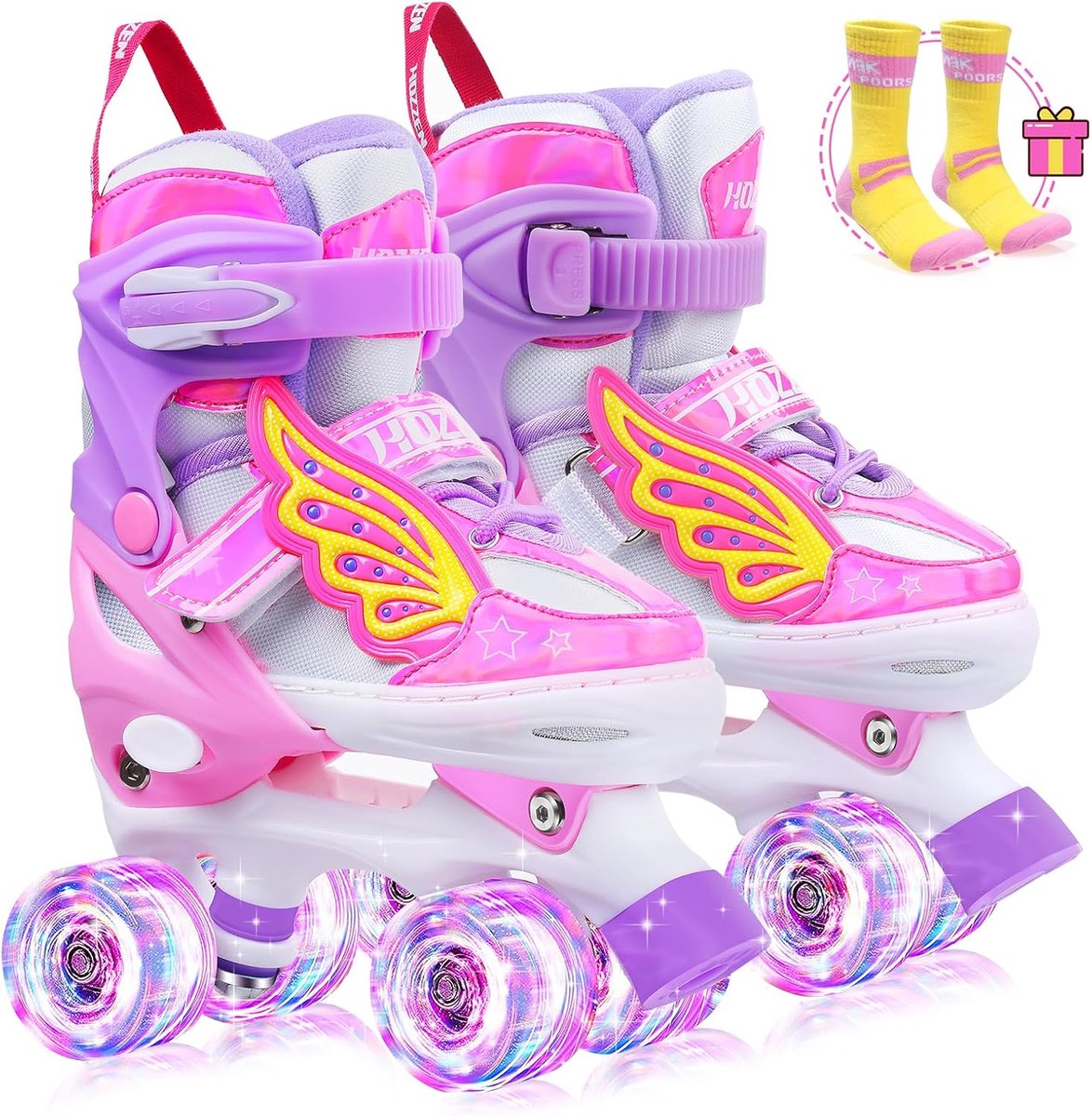 Verstelbare Rolschaatsen voor Meisjes 6-12 Jaar met Verlichte Wielen en Tas Rolschaatsen kopen online