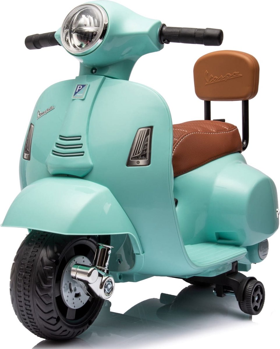 Vespa Elektrische motorfiets, kindermotorfiets, 18-36 maanden 2,5 km/u Rijtijd 45 minuten (Turkoois met rugleuning) Accuvoertuig kopen online