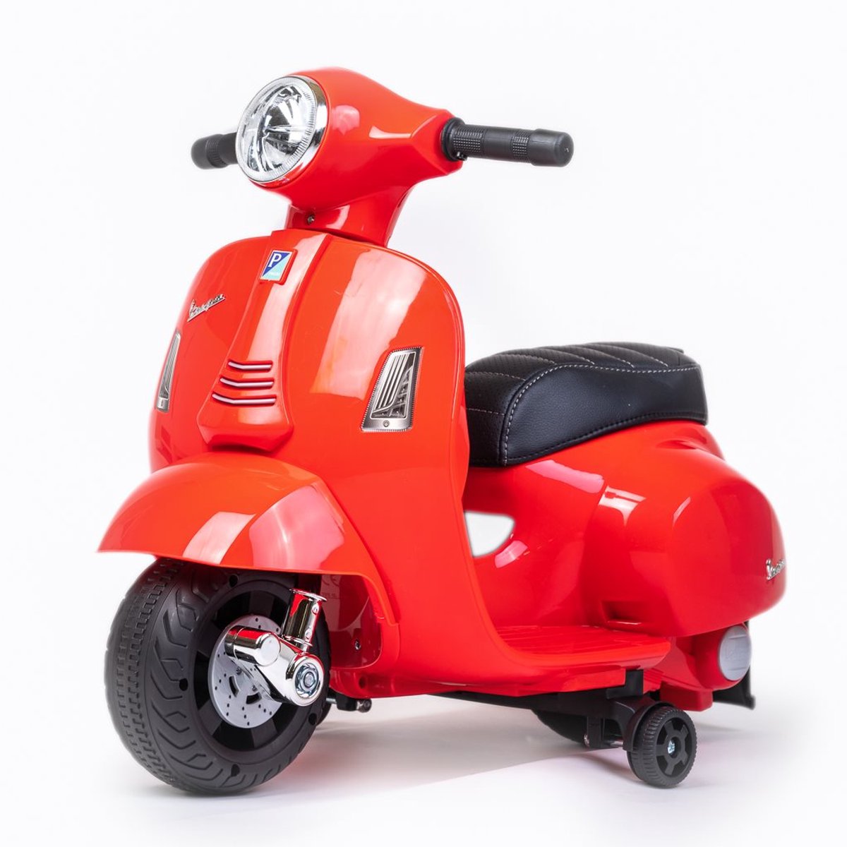 Vespa - Kinder scooter - Felrood - Elektrisch - Met zijwieltjes - Comfortabel zadel - Miniatuur motorfiets - Speelgoed scooter - Kindermotor - Klassiek ontwerp - Balans oefenen Accuvoertuig kopen online