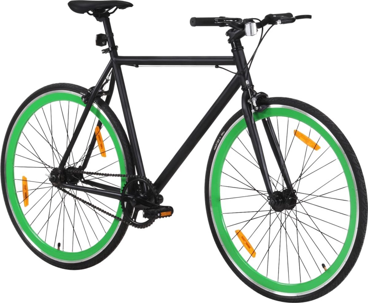 vidaxl heren fiets 28 inch 59 cm bike fiets lichtgewicht comfortabele zithouding vaste versnelling stijlvol en praktisch mat zwart met groen