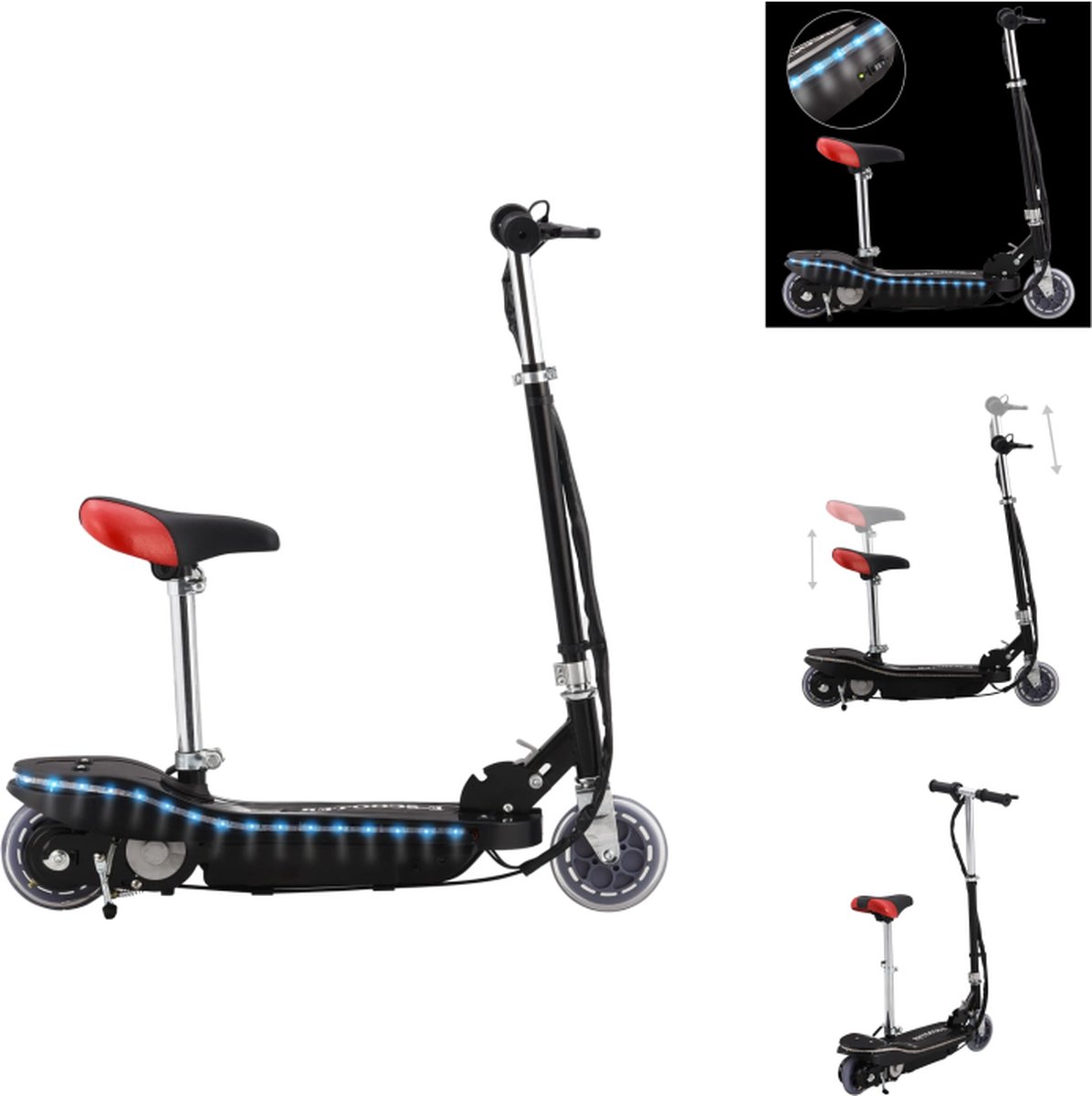 vidaXL Kinderstep - Kindersteppen - Step - Step Kinderstep - Kinderstep met zadel en LED 120 W zwart Step kopen online