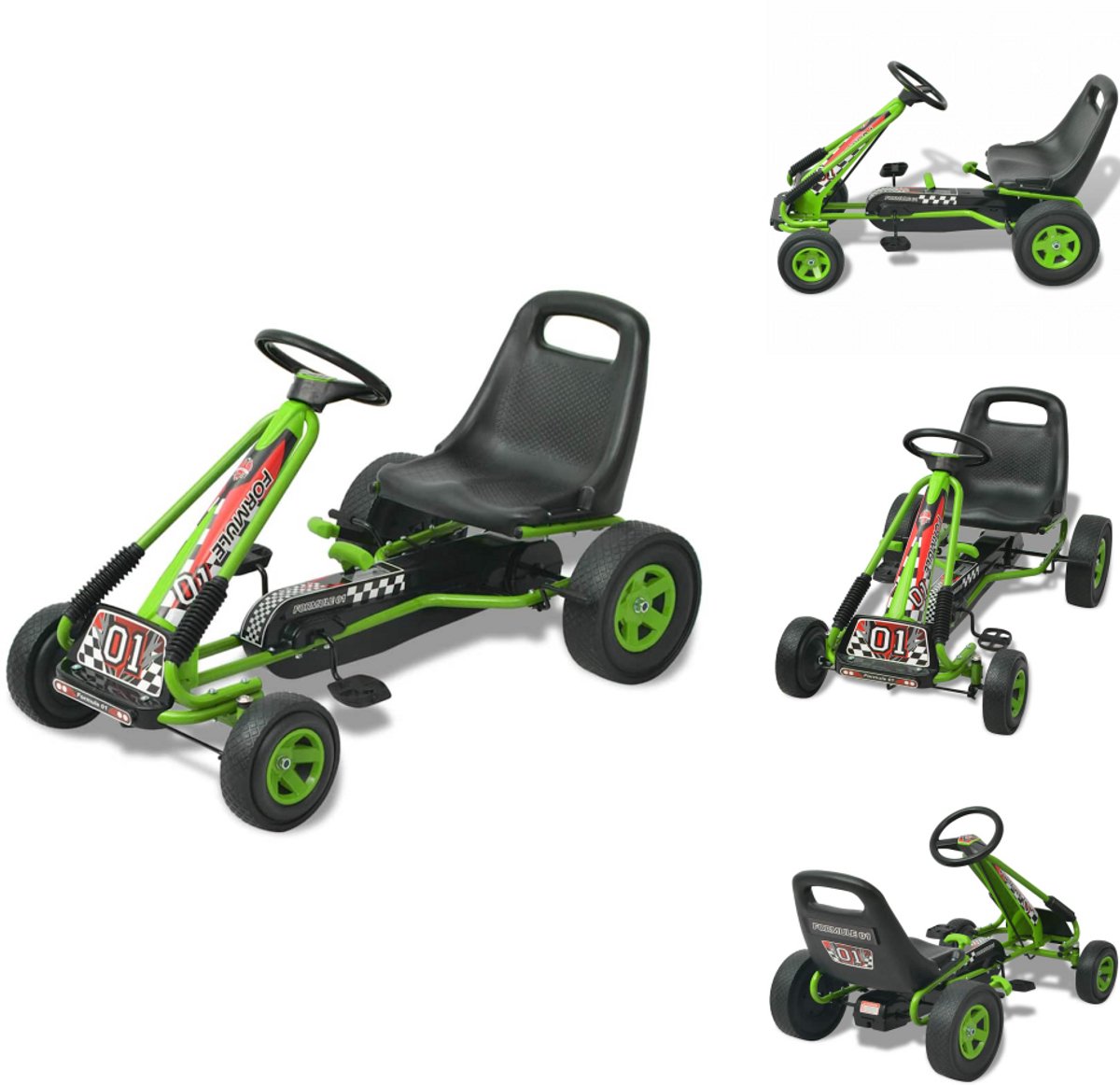 vidaXL Skelter - Pedalen - Verstelbare zitting - Groen Go-kart Met Pedalen - Go-karts Met Pedalen - Wagen Voor Kinderen - Wagentjes Voor Kinderen Pedalen kopen online
