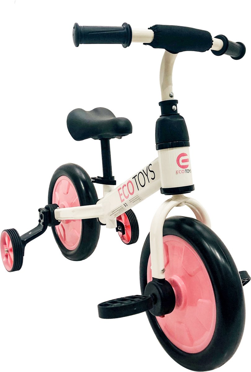 Viking Ch Loopfiets met zijwieltjes - Kinderfiets 12 inch - Wit roze - 3+ jaar Loopfiets kopen online