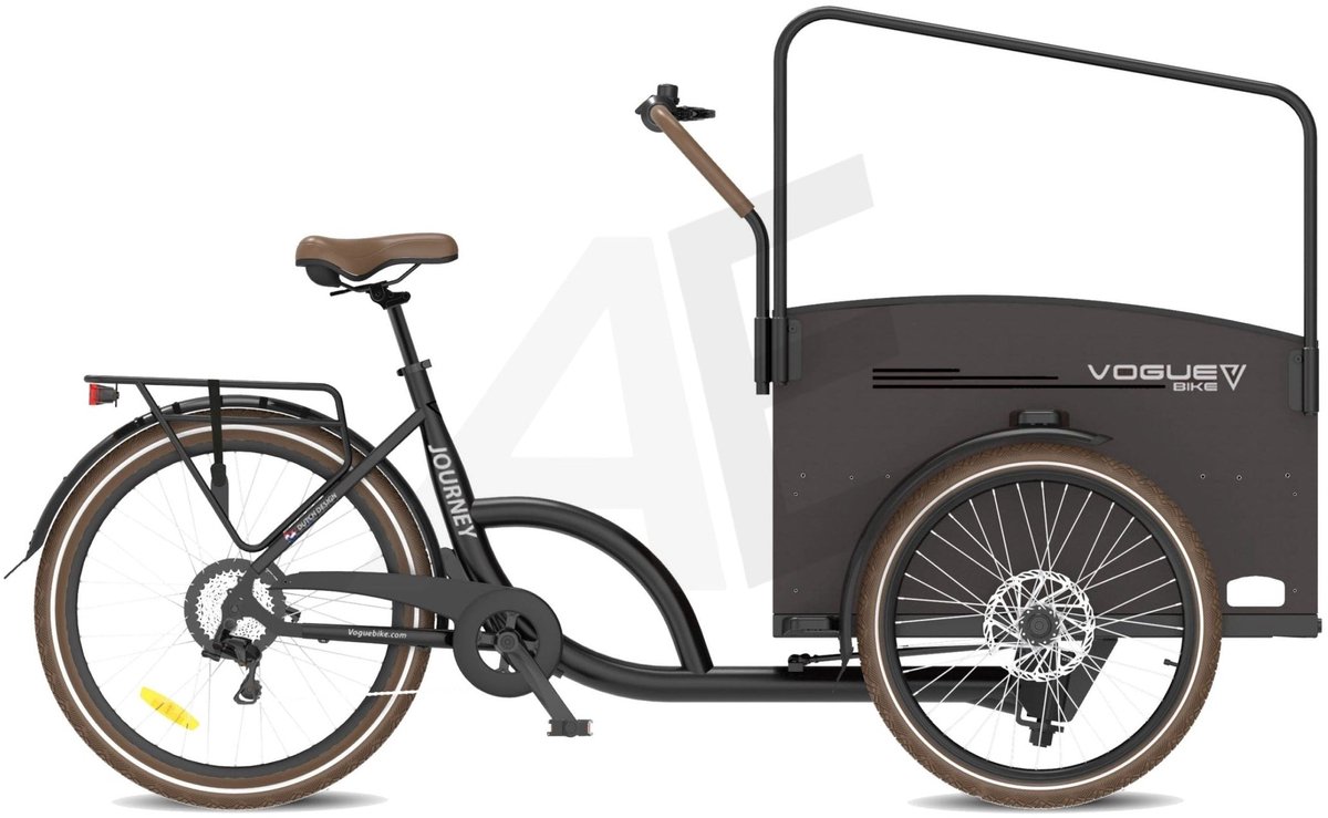 Vogue Bakfiets E-Cargo Journey-S 7DR met Hydraulische Remmen - Zwart met Bruine Accenten Fiets (elektrisch) kopen online