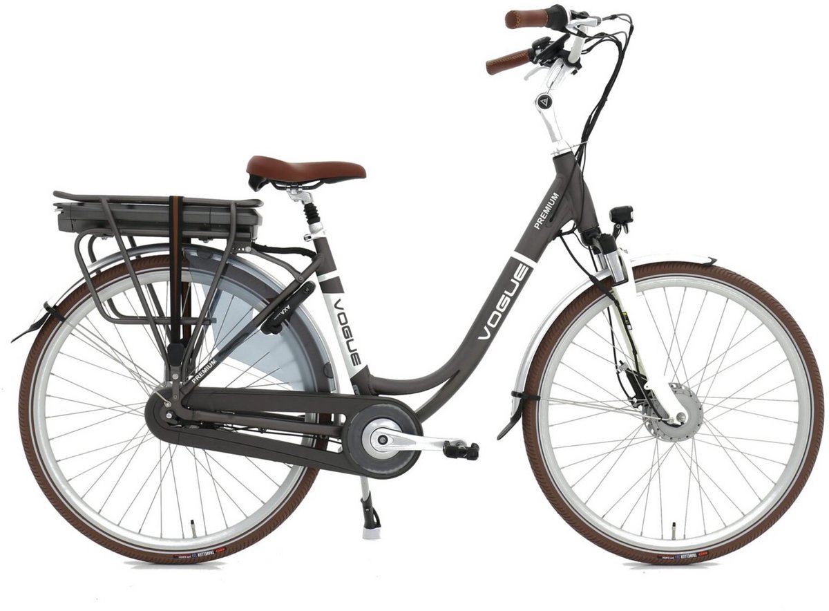 Vogue Premium Elektrische Fiets 7SP 53cm Lage Instap - Mat Bruin Fiets (elektrisch) kopen online