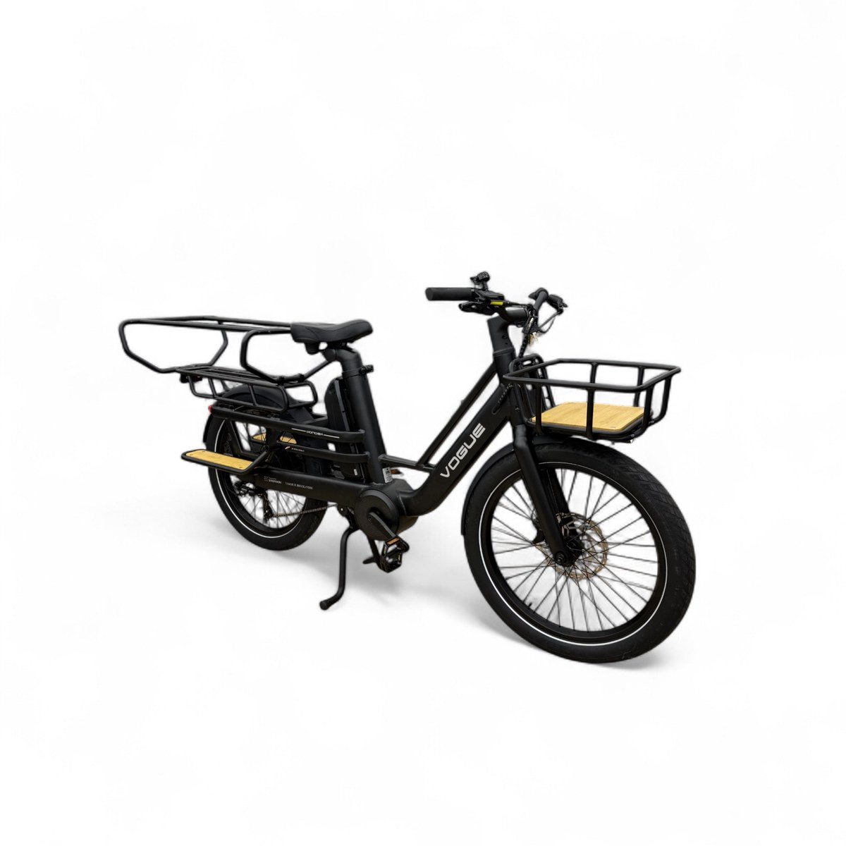 vogue wonder longtail elektrische longtail bakfiets zwart 24 inch 180 kg draagvermogen dubbele 48v accu shimano 7 versnellingen hydraulische remmen
