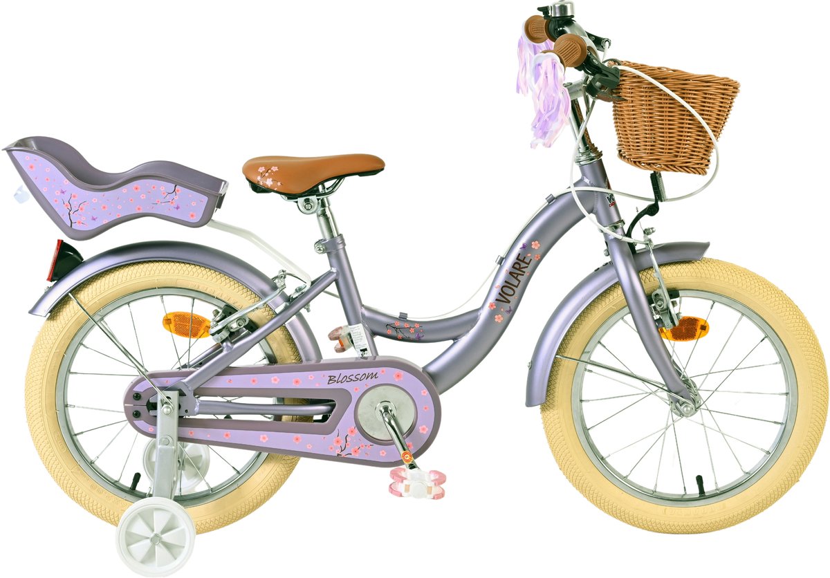 Volare Blossom Kinderfiets - Meisjes - 16 inch - Paars - Twee Handremmen Kinderfiets kopen online