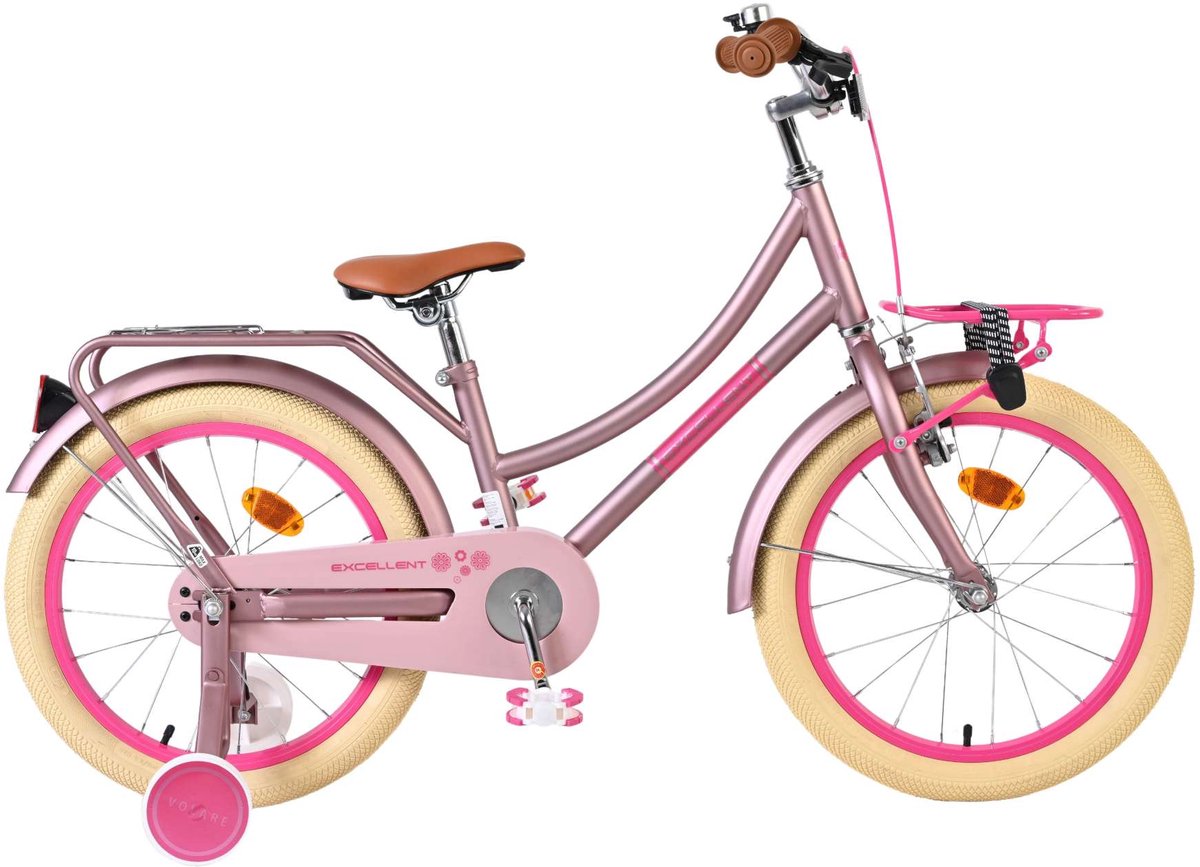 Volare Excellent Kinderfiets - Meisjes - 18 inch - Mat Roze Kinderfiets kopen online