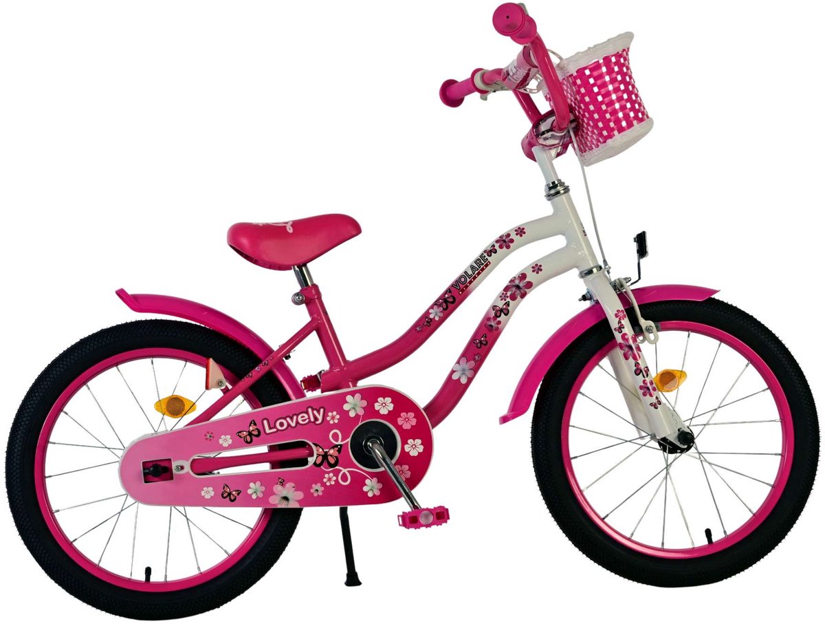 volare lovely kinderfiets meisjes 18 inch roze wit