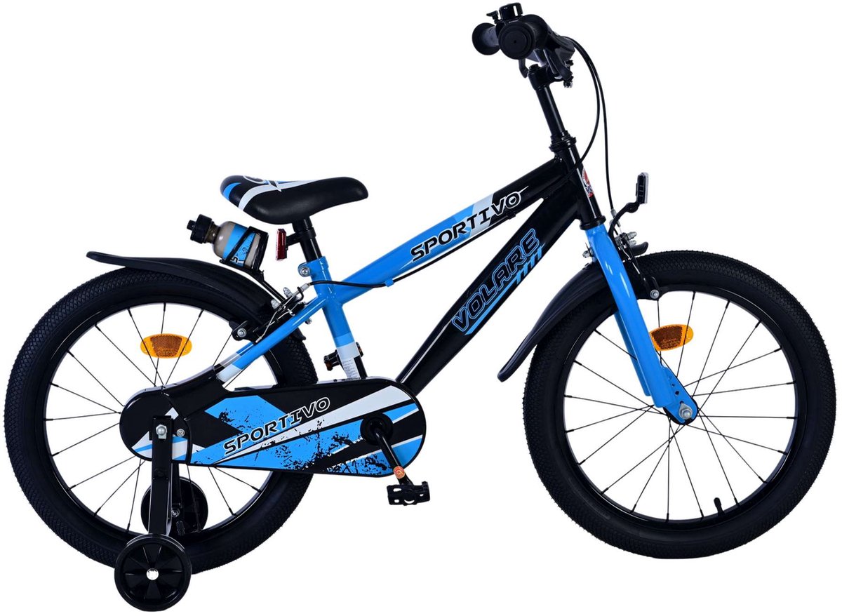 Volare Sportivo Kinderfiets - Jongens - 18 inch - Blauw Zwart - Twee Handremmen Kinderfiets kopen online