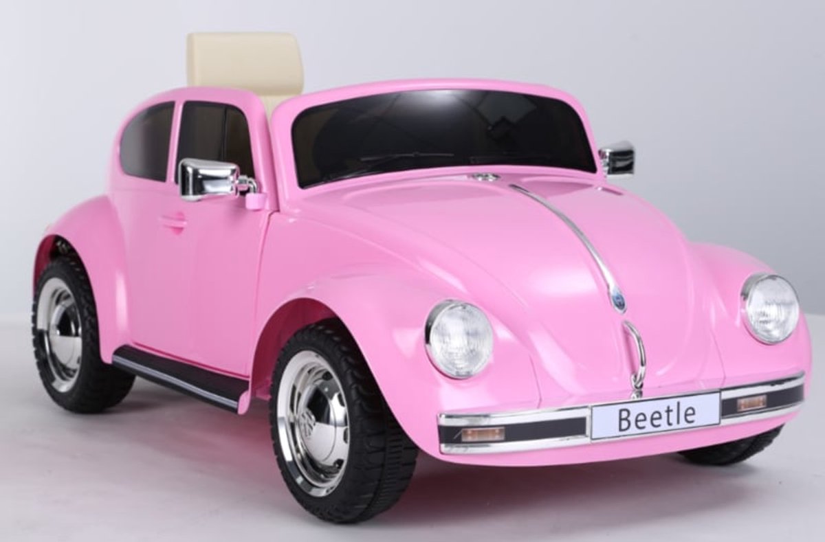 Volkswagen Beetle Roze | 1 persoons - Leder look zitting en incl. softstart | Elektrische kinderauto - Inclusief afstandsbediening - Gratis verzending - KiddoCars Accuvoertuig kopen online