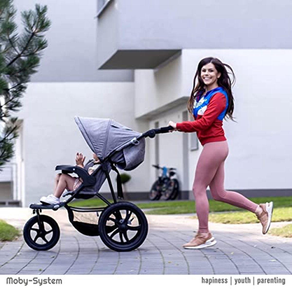 Vouwbare Driewieler Kinderwagen voor Joggen en Hiking 0m+, Geschikt tot 3 Jaar, Verstelbare Rugleuning, Grijs Driewieler kopen online