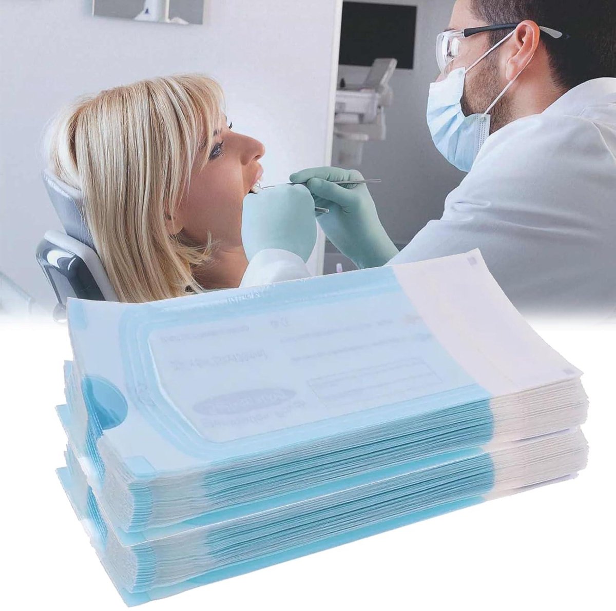 wegwerp sterilisatiezakken 200 stuks 57 x 13 cm sk sluiting autoclaaf steriliseerzakken met zelfklevende strip