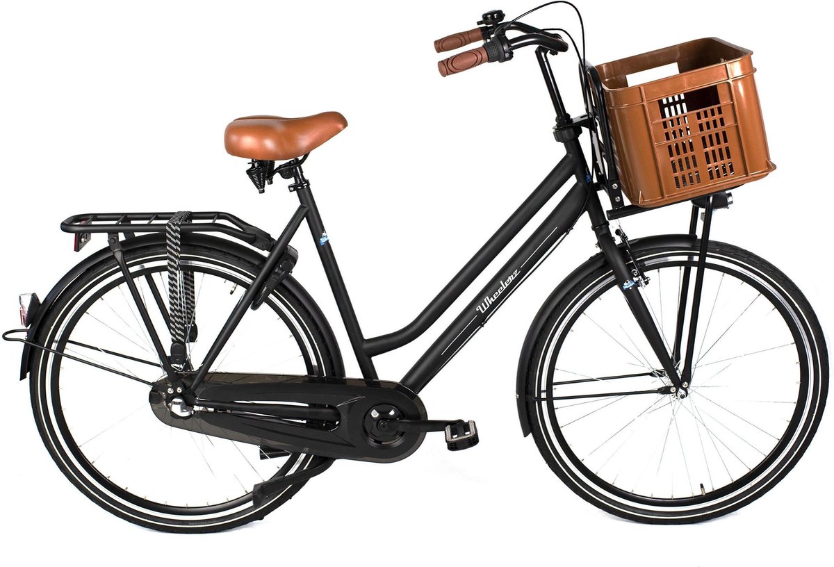 wheelerz transportfiets 28 inch 57 cm matzwart inclusief krat