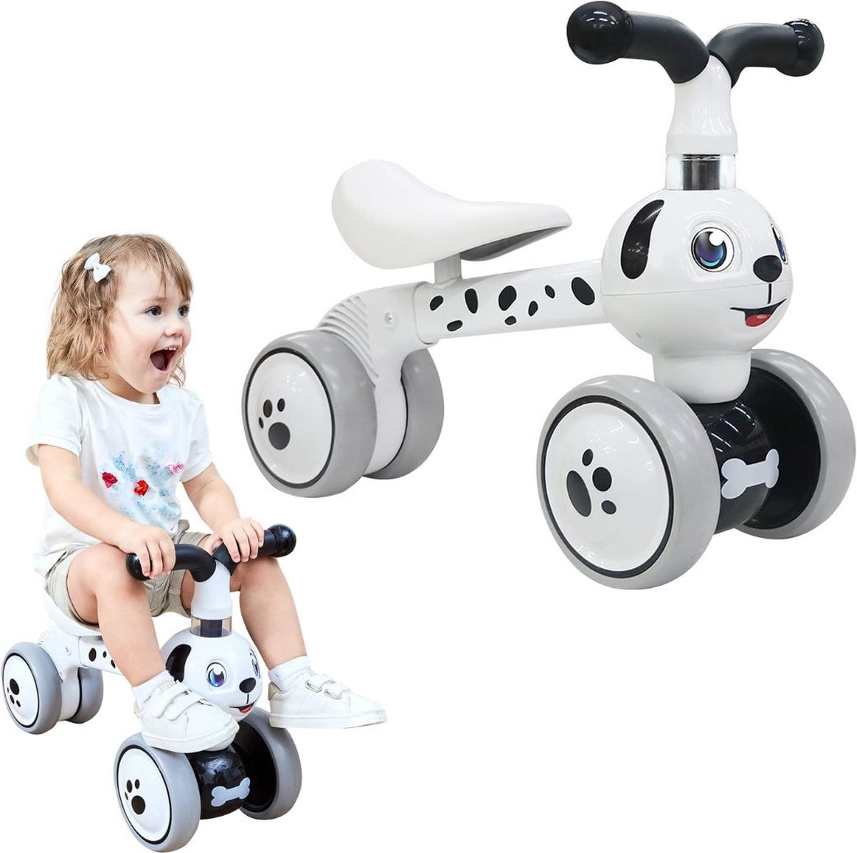 White-label Loopfiets 1 Jaar - Balance Bike voor Meisjes en Jongens - Leren Lopen - Witte Hond Loopfiets kopen online