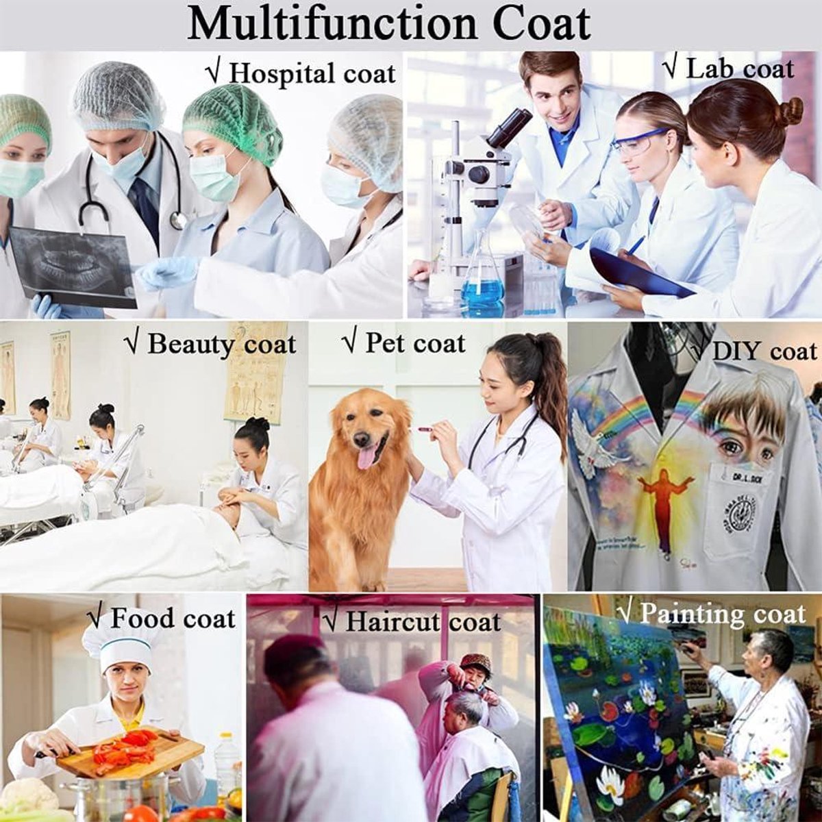 witte katoenen laboratoriumjas met knopen en 3 zakken voor dames en heren medisch en chemie labjas uniseks doktersjas voor laboratoriumwerk en studie