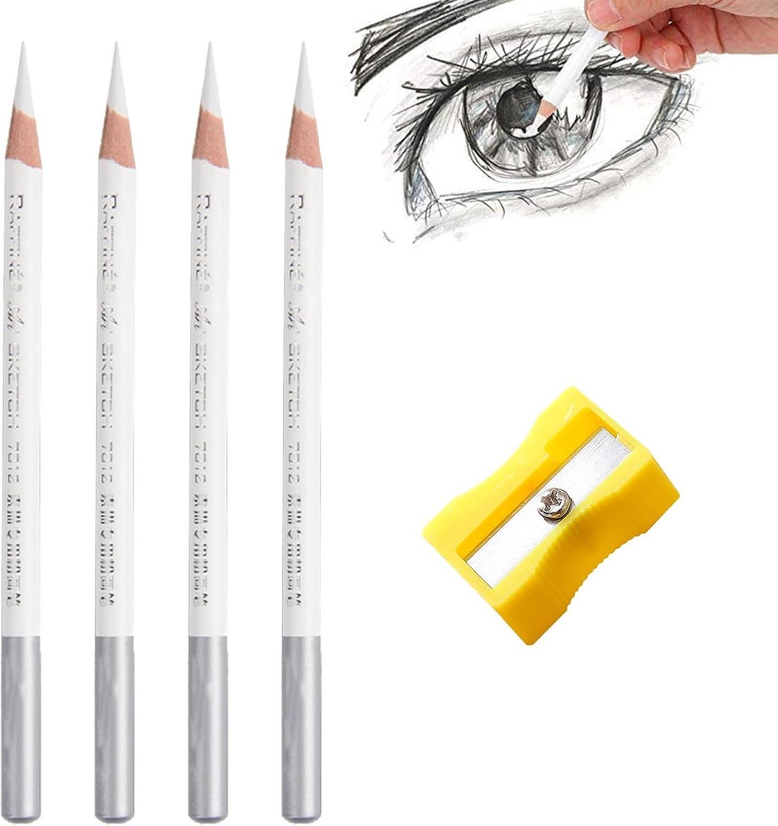 witte koolpotloden en houtskoolpotloden set 4 stuks voor professionele schetsen met highlight effect