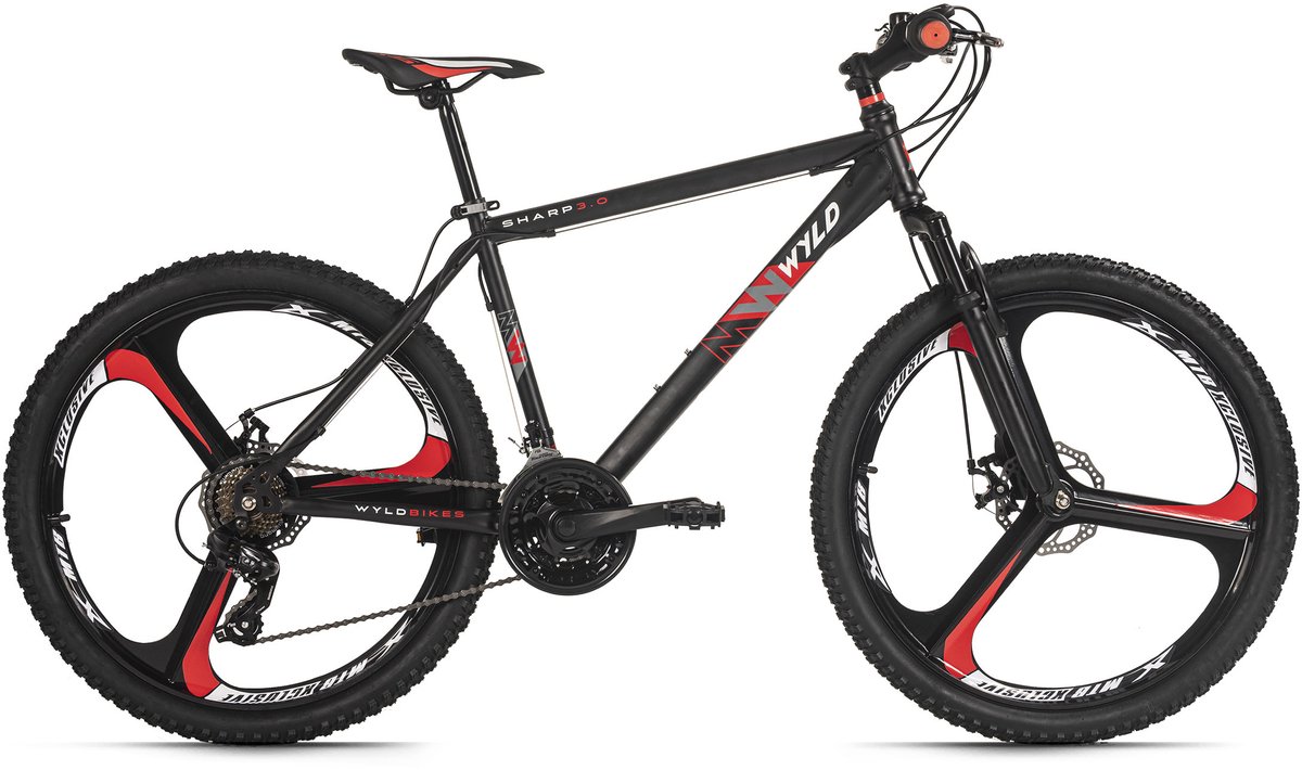 Wyld Fiets WYLD Mountainbike Hardtail 26'' Sharp Zwart 21 versnellingen zwart-rood - Fiets kopen online