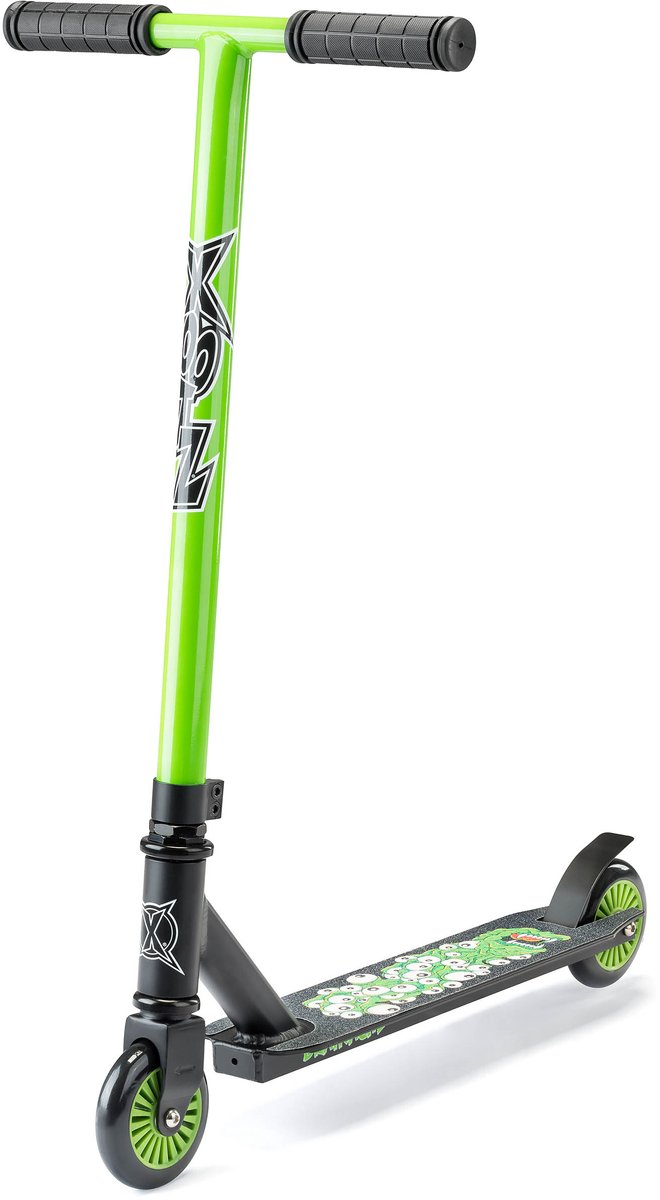 xootz brainache stuntstep voor kinderen groen zwart abec 5 aluminium deck 5 jaar 50kg max