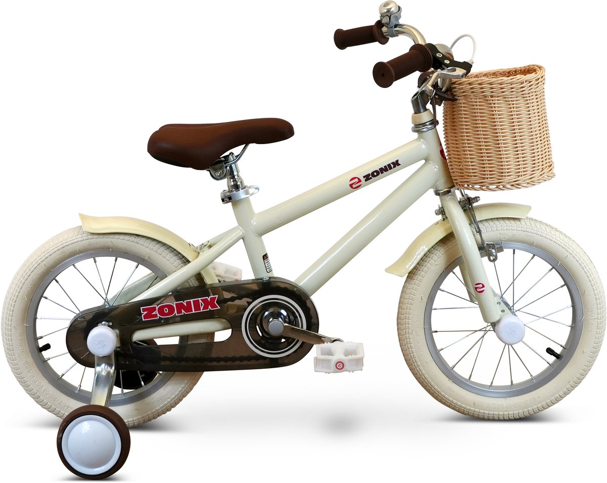 Zonix Kinderfiets 14 Inch Jongensfiets – Licht Beige Met Zijwieltjes - Leeftijd 3-5 Jaar - Kledingmaat 98-108 Kinderfiets kopen online
