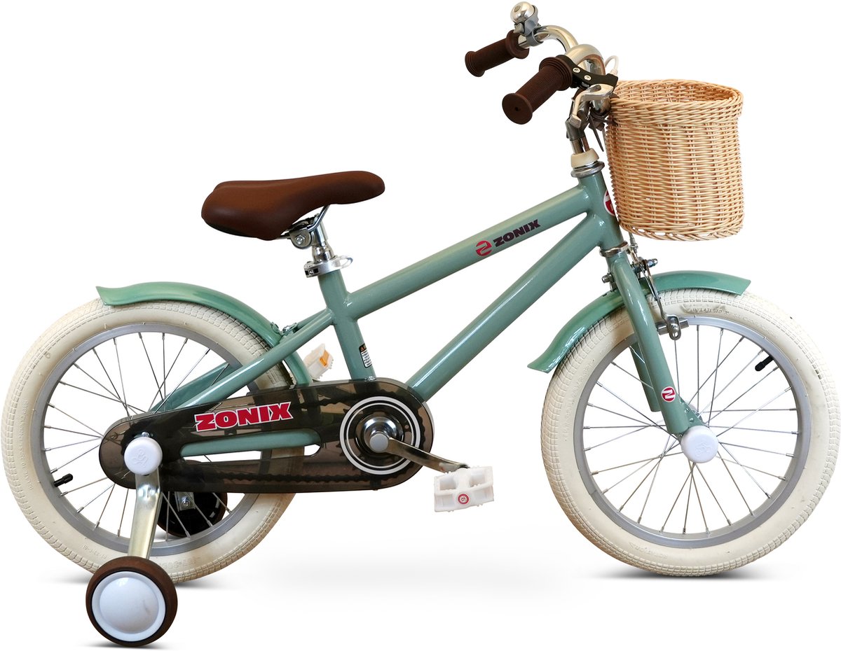 Zonix Kinderfiets 16 Inch Jongensfiets – Mintgroen Met Zijwieltjes | Leeftijd 4-6 Jaar | Kledingmaat 103-118 Kinderfiets kopen online