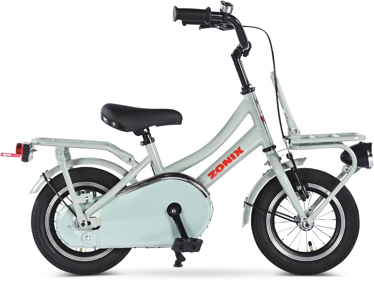 zonix meisjesfiets 12 inch mint grey kinderfiets transport voor meisjes van 2 tm 4 jaar geschikt voor kledingmaat 90 105