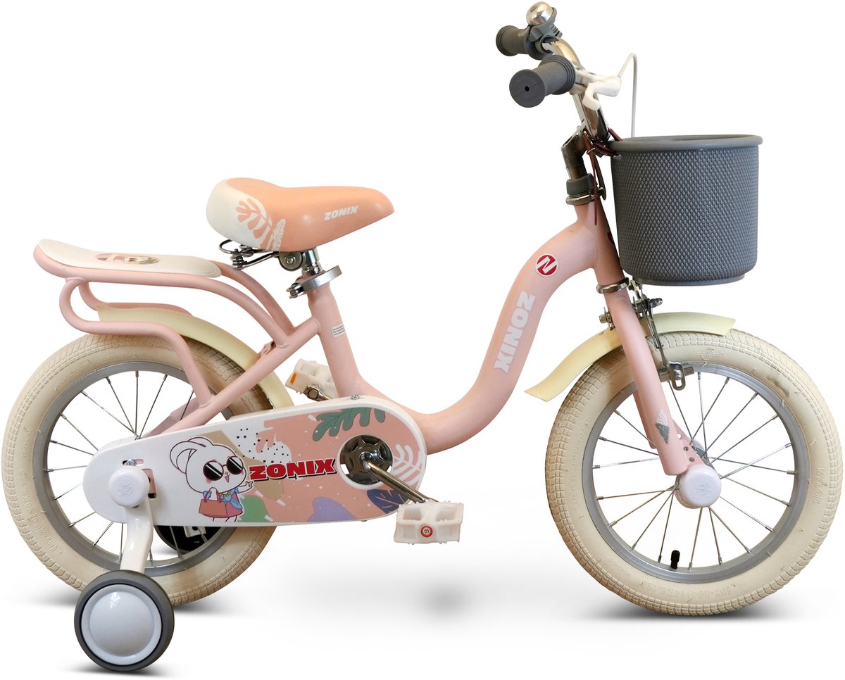 Zonix Meisjesfiets 14 Inch Licht Pastelroze Kinderfiets Met Zijwieltjes Voor Meisjes Van 3 Tm 5 Jaar Geschikt Voor Kledingmaat 98-108 Kinderfiets kopen online