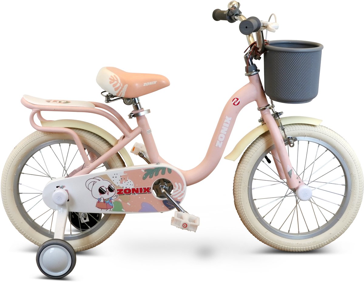 Zonix Meisjesfiets 16 Inch Licht Pastelroze Kinderfiets Met Zijwieltjes Voor Meisjes Van 4 Tm 6 Jaar Geschikt Voor Kledingmaat 103-118 Kinderfiets kopen online