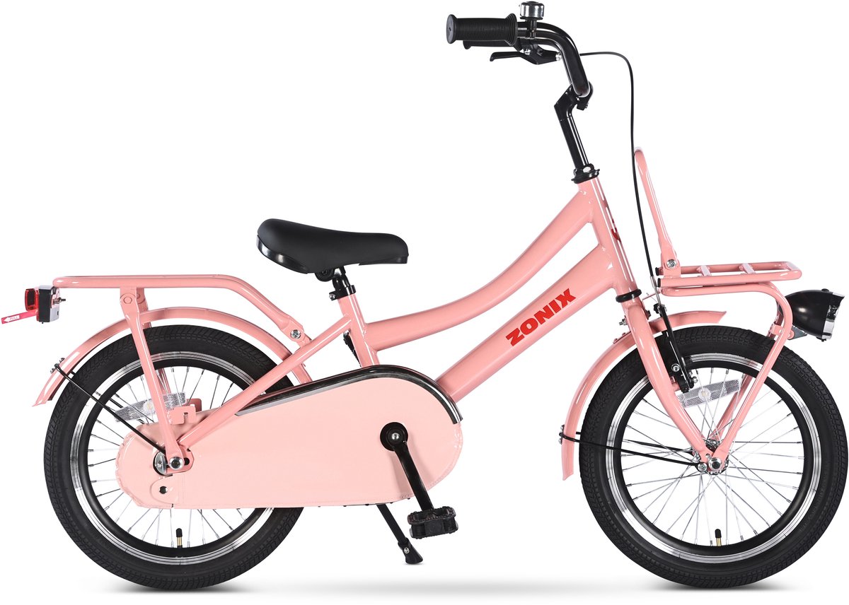 zonix meisjesfiets 16 inch pastel roze kinderfiets transport voor meisjes van 4 tm 6 jaar geschikt voor kledingmaat 100 115