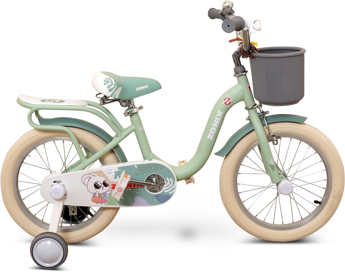Zonix Meisjesfiets 16 Inch Pastelgroen Kinderfiets Met Zijwieltjes Voor Meisjes Van 4 Tm 6 Jaar Geschikt Voor Kledingmaat 103-118 Kinderfiets kopen online