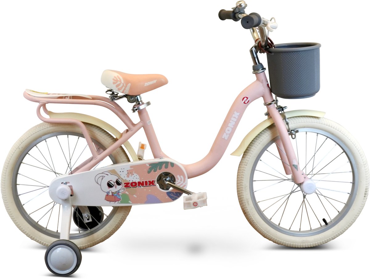 Zonix Meisjesfiets 18 Inch Licht Pastelroze Kinderfiets Met Zijwieltjes Voor Meisjes Van 5 Tm 7 Jaar Geschikt Voor Kledingmaat 110-123 Kinderfiets kopen online