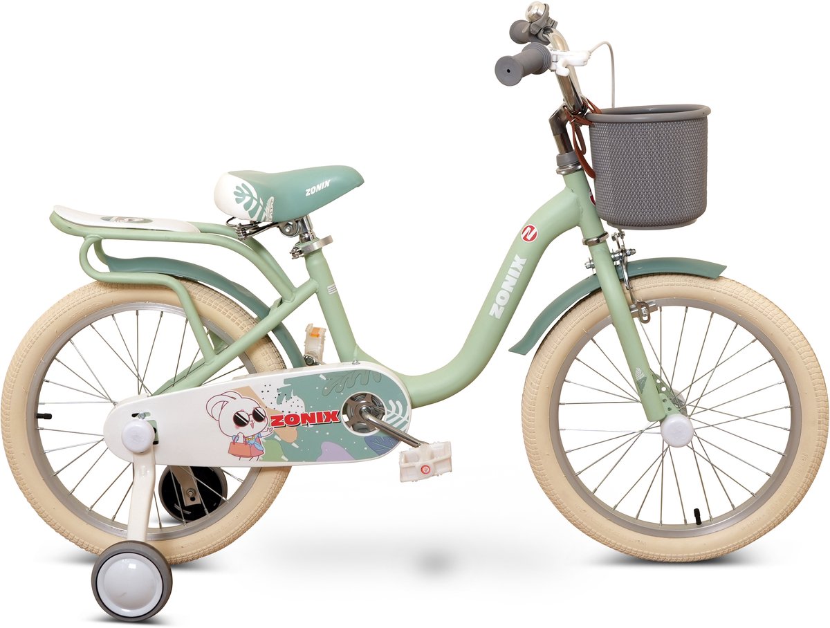Zonix Meisjesfiets 18 Inch Pastelgroen Kinderfiets Met Zijwieltjes Voor Meisjes Van 5 Tm 7 Jaar Geschikt Voor Kledingmaat 110-123 Kinderfiets kopen online