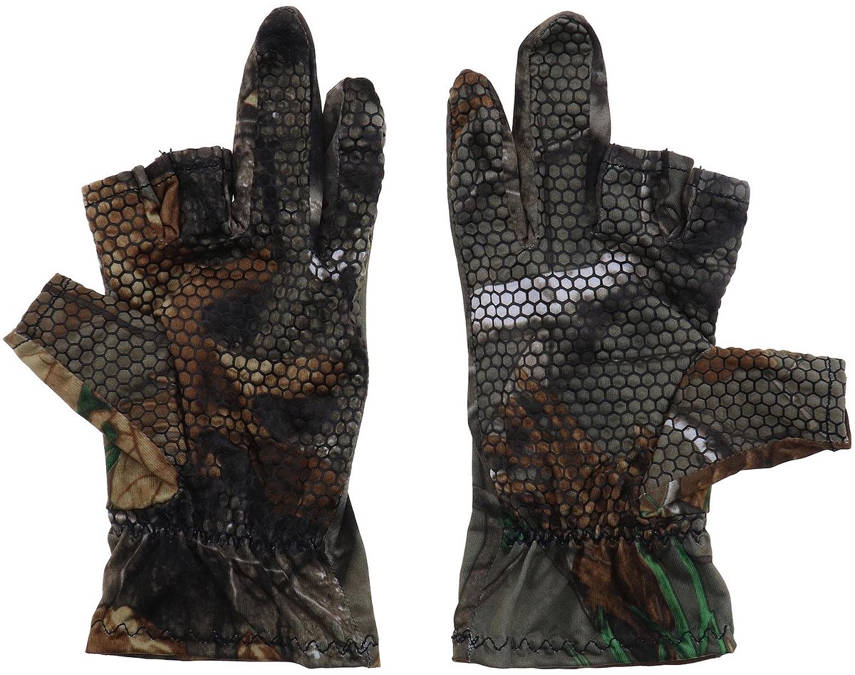 1 pair 3 low fingerless fishing gloves for men hunting kayaking hiking camouflage summer anti slip absorb moisture quick dry lightweight elastic knitted silicone