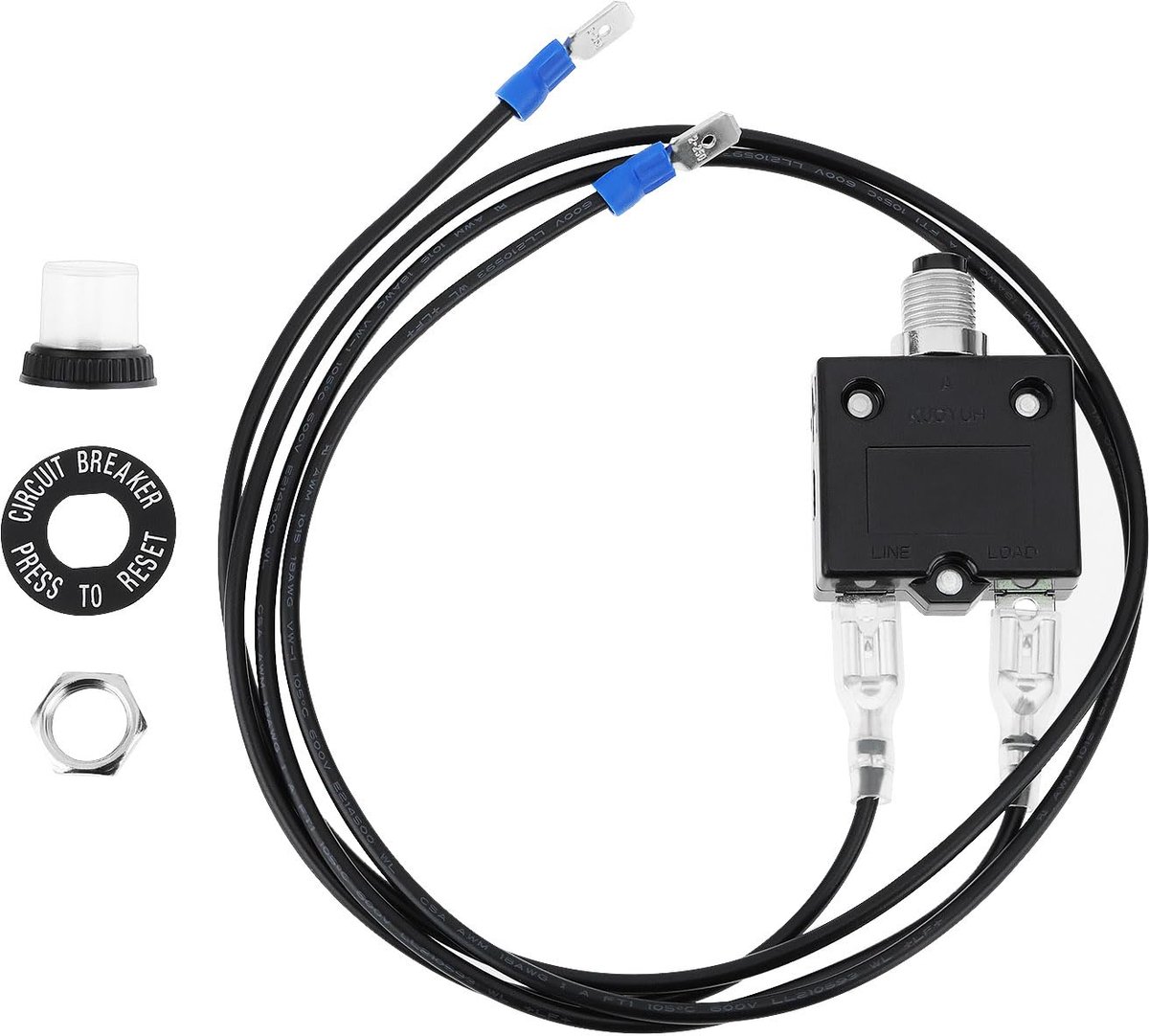 1Pc Push Button Circuit Breaker Current Overload Protector with Wire 32V 18AWG for Electrical Appliances Small Generators Air Compressors 60cm (5A) Skateonderdeel kopen online
