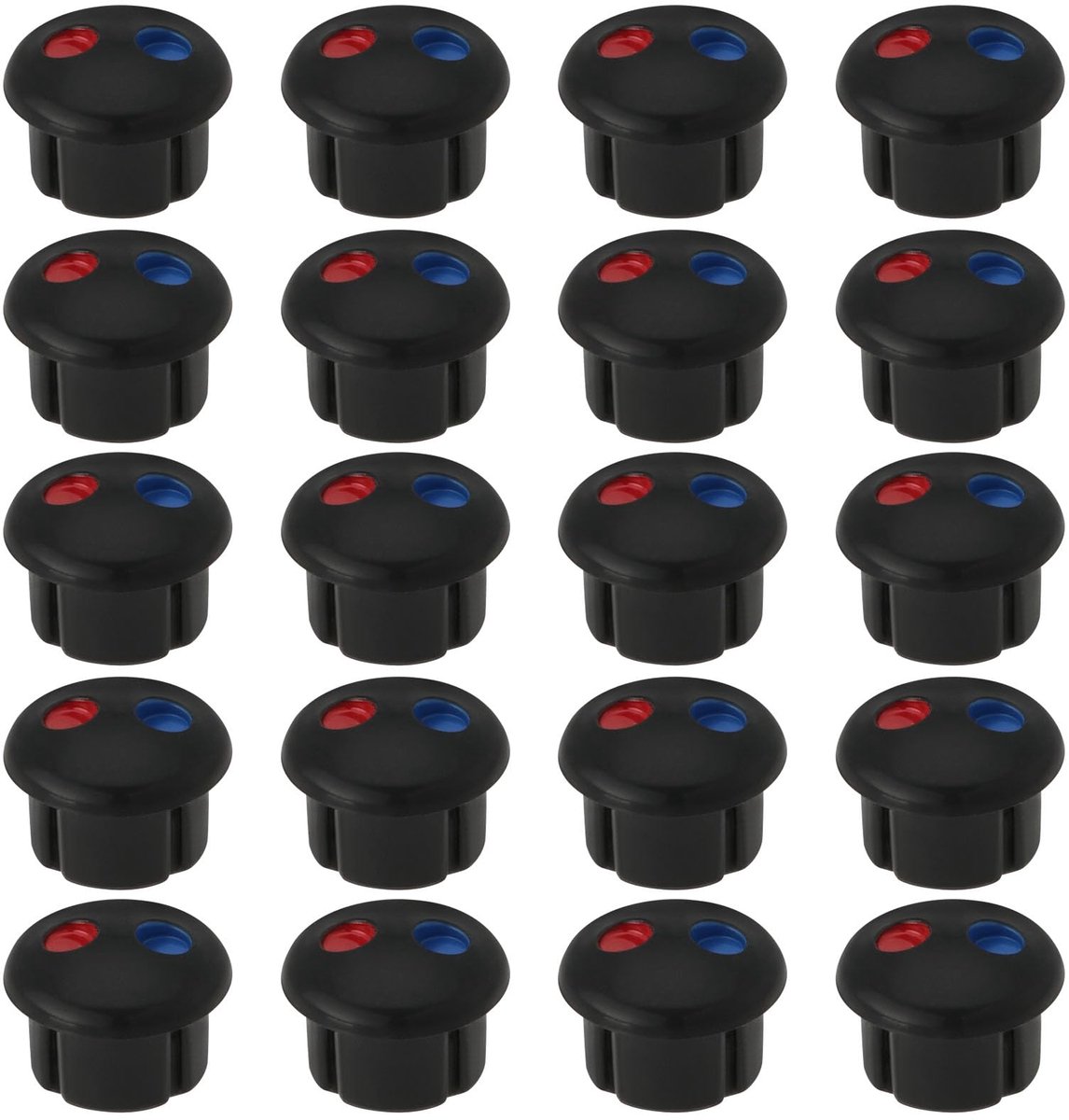20pcs faucet indicators handle hot and cold water plates red and blue labels kitchen bathroom basins faucets cover plates suitable for 6 7mm water tap holes black