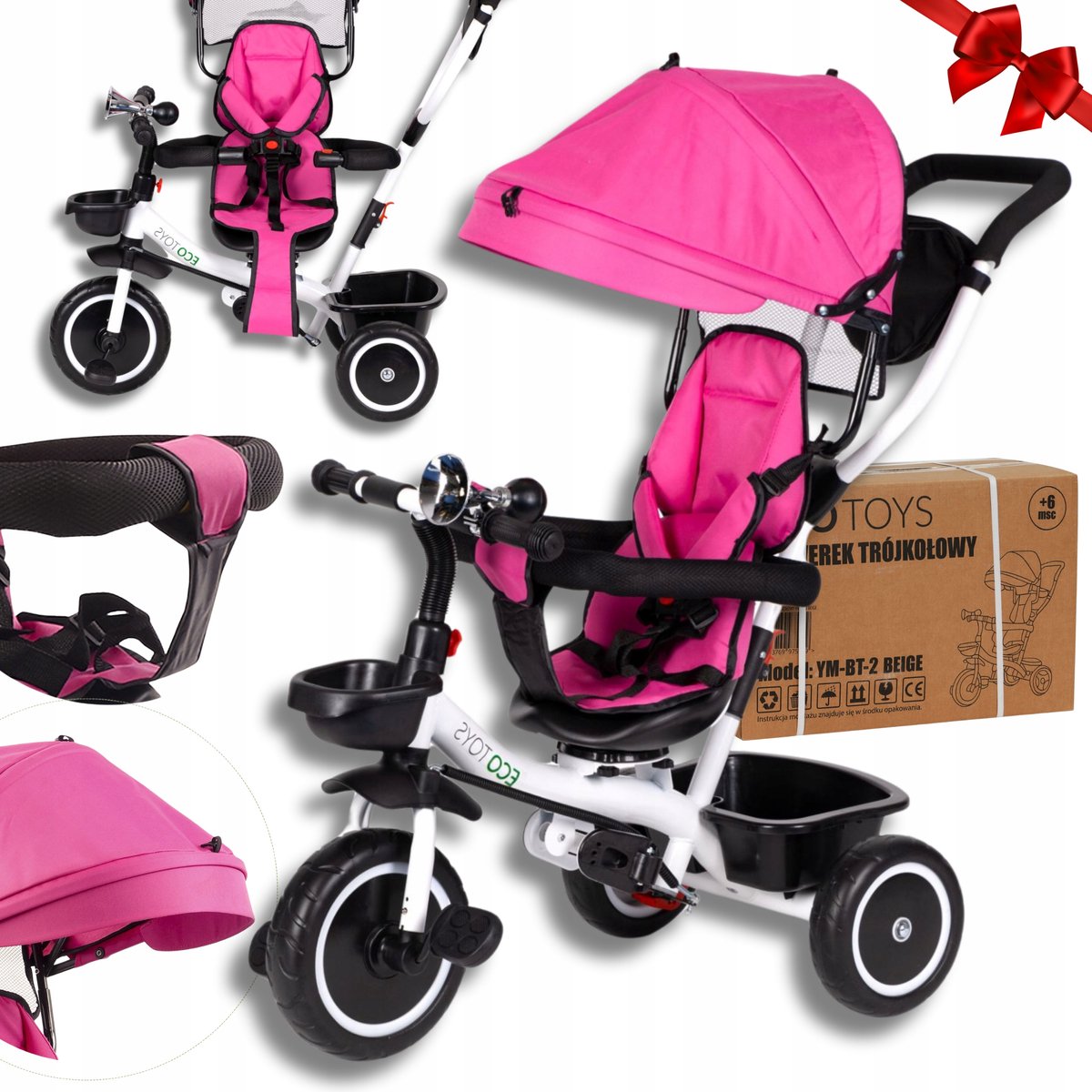 3-in-1 Kinderdriewieler met Draaibare Zitting - Roze Driewieler kopen online