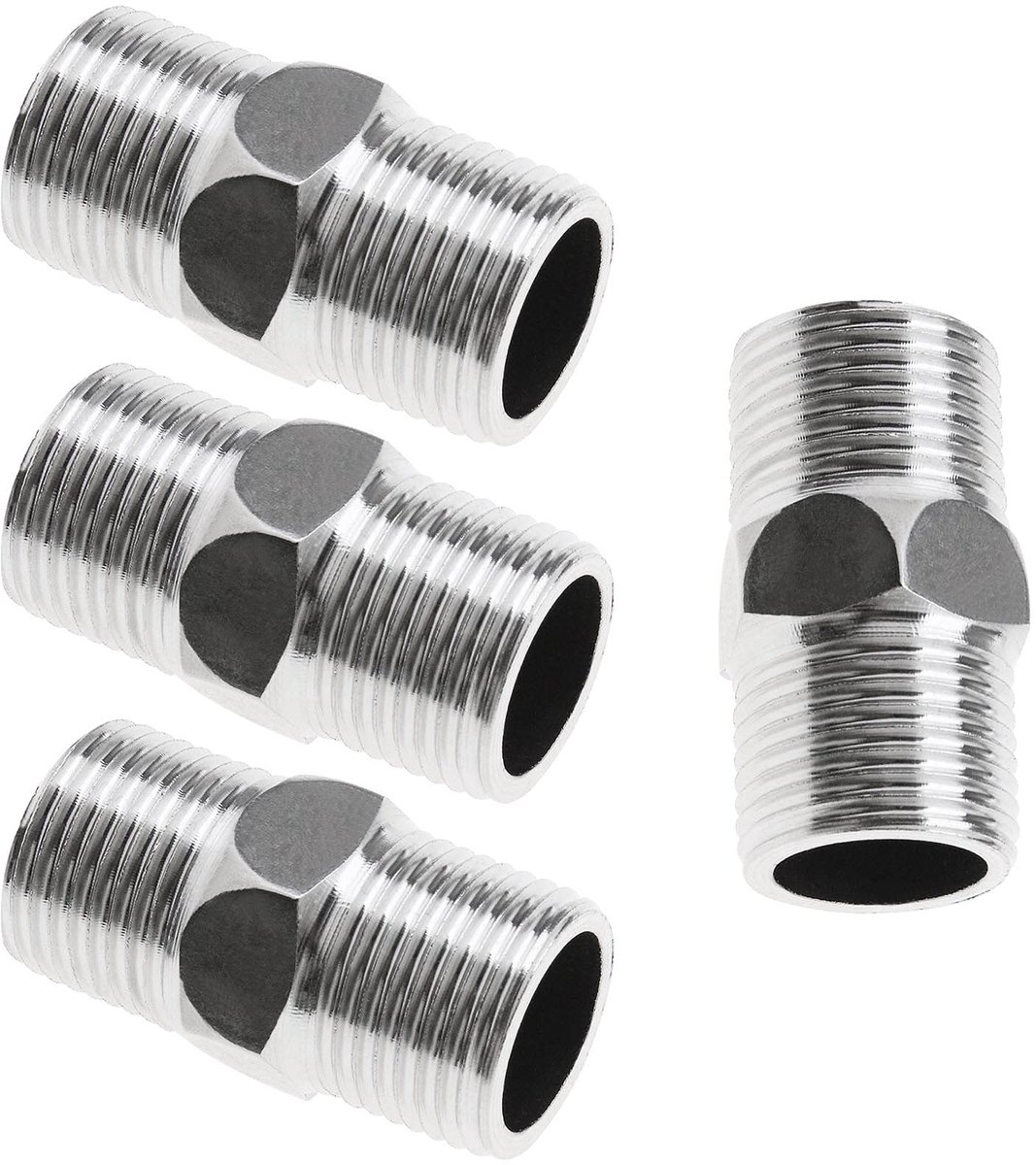 4pcs 1/2 to 1/2 Pipe Fitting Stainless Steel Hexagon Nipples for Air Water Pipe Quick Release Air Line Hose External Thread Skateonderdeel kopen online