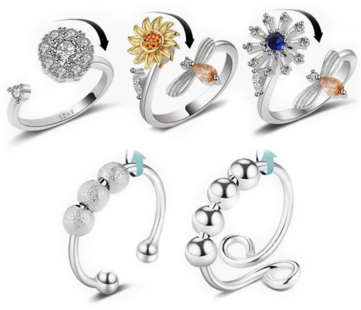 5 fidget angstringen verstelbare ringen set verstelbare ringen fidget ringen 03