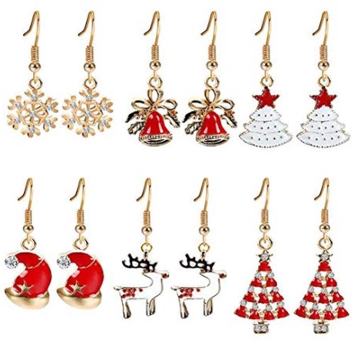 6 delige decoratieve kerst oorbellenset haakoorbellen oorbellenset kerstoorbellen