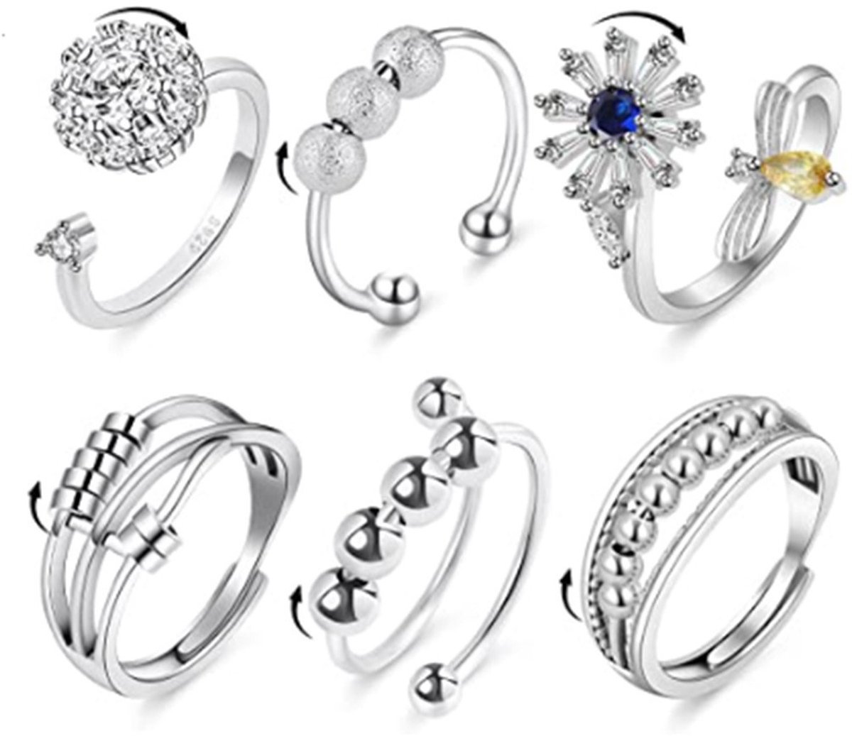 6 Fidget-angstringen - Verstelbare ringen set Verstelbare ringen Fidget-ringen - #02 Fiets (elektrisch) kopen online