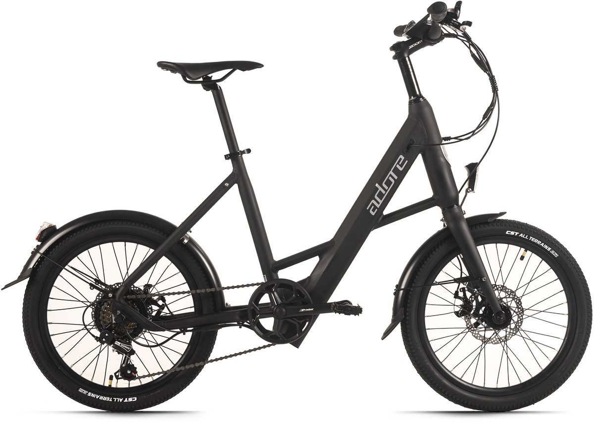 adore e citybike 20 aluminium compactfiets c 200 compact bike achterwielmotor 45 nm 10 4 ah mat zwart