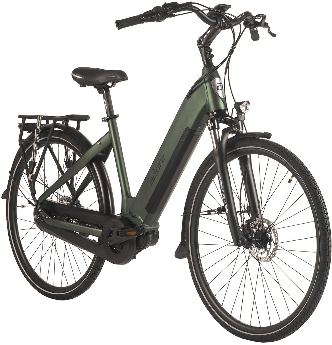 adore e citybike 28 aluminium stadsfiets cx 280 middenmotor 75nm 15ah british green mat